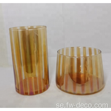 Clear Amber Luster Colored Glass Hurricane Candle Holder